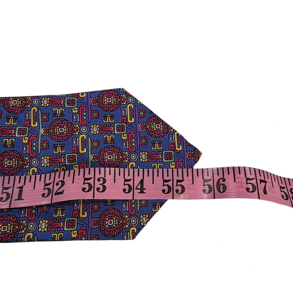Christian Dior Mens Silk Jacquard Pattern Tie‎ Purple Green Geometric Designer